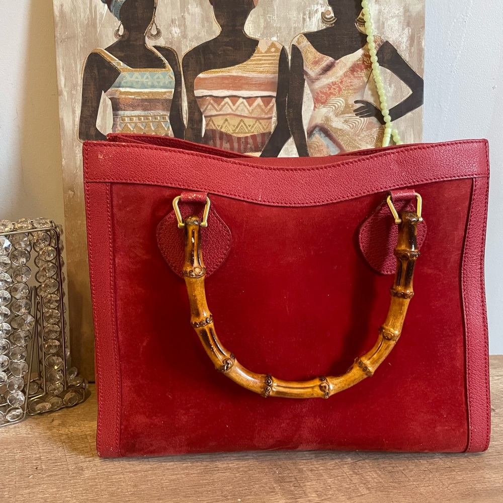 Authentic Gucci Diana Bamboo Tote Red